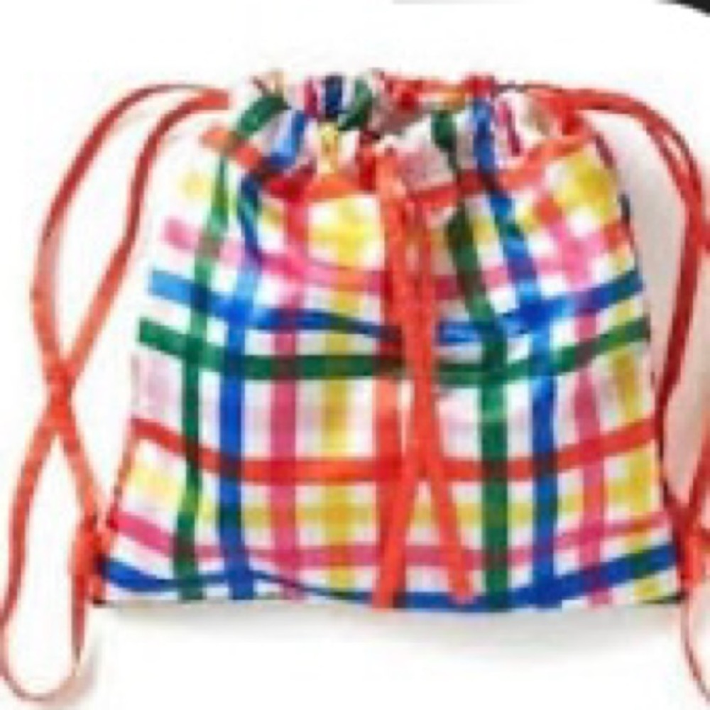 NWT Ban.do colorful plaid drawstring backpack